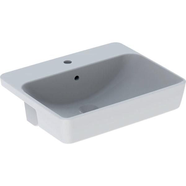 Geberit VariForm dikdörtgen yarım tezgah lavabo: Taşma deliği=Görünür, Beyaz