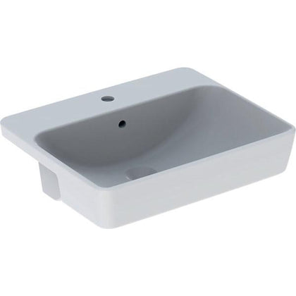 Geberit VariForm dikdörtgen yarım tezgah lavabo: Taşma deliği=Görünür, Beyaz