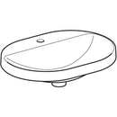 Geberit VariForm eliptik çanak lavabo, batarya banklı: B=60cm, T=45cm, Batarya deliği=Orta, Taşma deliği=Yok, Beyaz