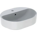 Geberit VariForm eliptik lavabo, batarya banklı: B=50cm, T=40cm, Batarya deliği=Orta, Taşma deliği=Görünür, Beyaz