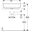 Geberit VariForm oval çanak lavabo: B=55cm, T=40cm, Batarya deliği=Yok, Taşma deliği=Yok, Beyaz