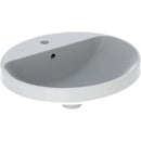 Geberit VariForm oval çanak lavabo, batarya banklı: B=50cm, T=45cm, Batarya deliği=Orta, Taşma deliği=Görünür, Beyaz