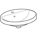 Geberit VariForm oval çanak lavabo, batarya banklı: B=50cm, T=45cm, Batarya deliği=Orta, Taşma deliği=Görünür, Beyaz