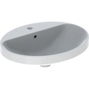 Geberit VariForm oval çanak lavabo, batarya banklı: B=55cm, T=45cm, Batarya deliği=Orta, Taşma deliği=Görünür, Beyaz