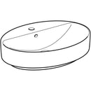 Geberit VariForm oval çanak lavabo, batarya banklı: B=60cm, T=45cm, Batarya deliği=Orta, Taşma deliği=Görünür, Beyaz