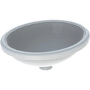 Geberit VariForm oval tezgah altı lavabo: B1=42cm, T=42cm, Batarya deliği=Yok, Taşma deliği=Yok, Beyaz
