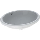 Geberit VariForm oval tezgah altı lavabo: B1=50cm, T=46cm, Batarya deliği=Yok, Taşma deliği=Görünür, Beyaz
