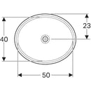 Geberit VariForm oval tezgah altı lavabo: B1=50cm, T=46cm, Batarya deliği=Yok, Taşma deliği=Yok, Beyaz
