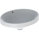 Geberit VariForm oval tezgah üstü lavabo: B=50cm, T=40cm, Batarya deliği=Yok, Taşma deliği=Görünür, Beyaz