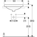 Geberit VariForm oval tezgah üstü lavabo: B=50cm, T=40cm, Batarya deliği=Yok, Taşma deliği=Görünür, Beyaz