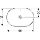 Geberit VariForm tezgah üstü lavabo: B=60cm, T=40cm, Batarya deliği=Yok, Taşma deliği=Görünür, Beyaz