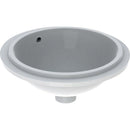 Geberit VariForm yuvarlak tezgah altı lavabo: T=42cm, Batarya deliği=Yok, Taşma deliği=Görünür, Beyaz
