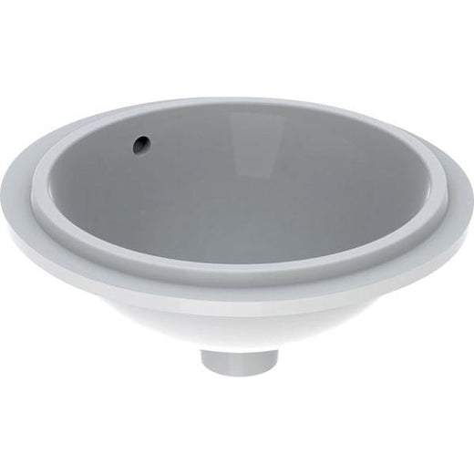 Geberit VariForm yuvarlak tezgah altı lavabo: T=42cm, Batarya deliği=Yok, Taşma deliği=Görünür, Beyaz