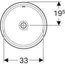 Geberit VariForm yuvarlak tezgah altı lavabo: T=42cm, Batarya deliği=Yok, Taşma deliği=Görünür, Beyaz