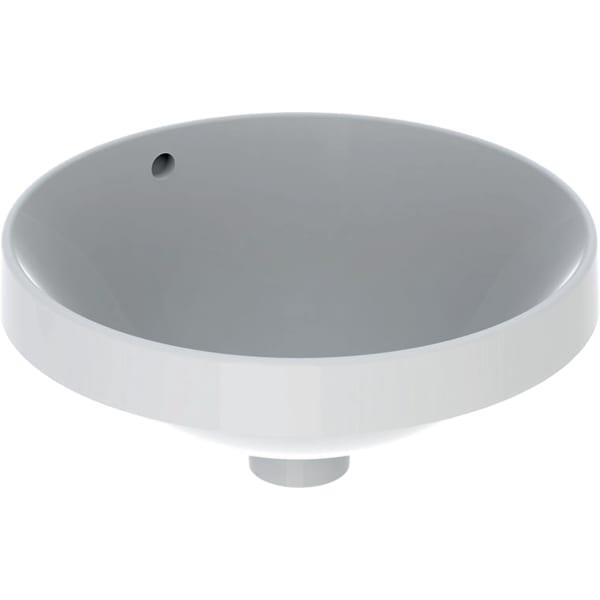 Geberit VariForm yuvarlak tezgah üstü lavabo: D=40cm, Batarya deliği=Yok, Taşma deliği=Görünür, Beyaz