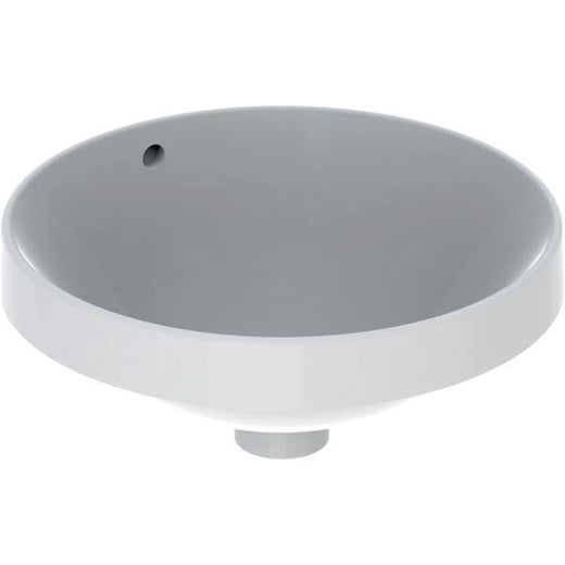 Geberit VariForm yuvarlak tezgah üstü lavabo: D=40cm, Batarya deliği=Yok, Taşma deliği=Görünür, Beyaz