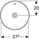 Geberit VariForm yuvarlak tezgah üstü lavabo: D=40cm, Batarya deliği=Yok, Taşma deliği=Görünür, Beyaz