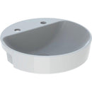 Geberit VariForm yuvarlak yarım tezgah lavabo: D=50cm, Batarya deliği=Sol ve sağ, Taşma deliği=Görünür, Beyaz