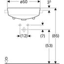 Geberit VariForm yuvarlak yarım tezgah lavabo: D=50cm, Batarya deliği=Sol ve sağ, Taşma deliği=Görünür, Beyaz