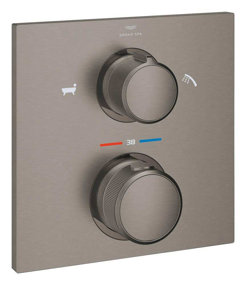 Grohe Allure Termostatik Ankastre Banyo ve Duş Bataryası (Sıva Üstü Grubu), 2 Yollu, Fırçalı Sert Grafit - 19446AL2