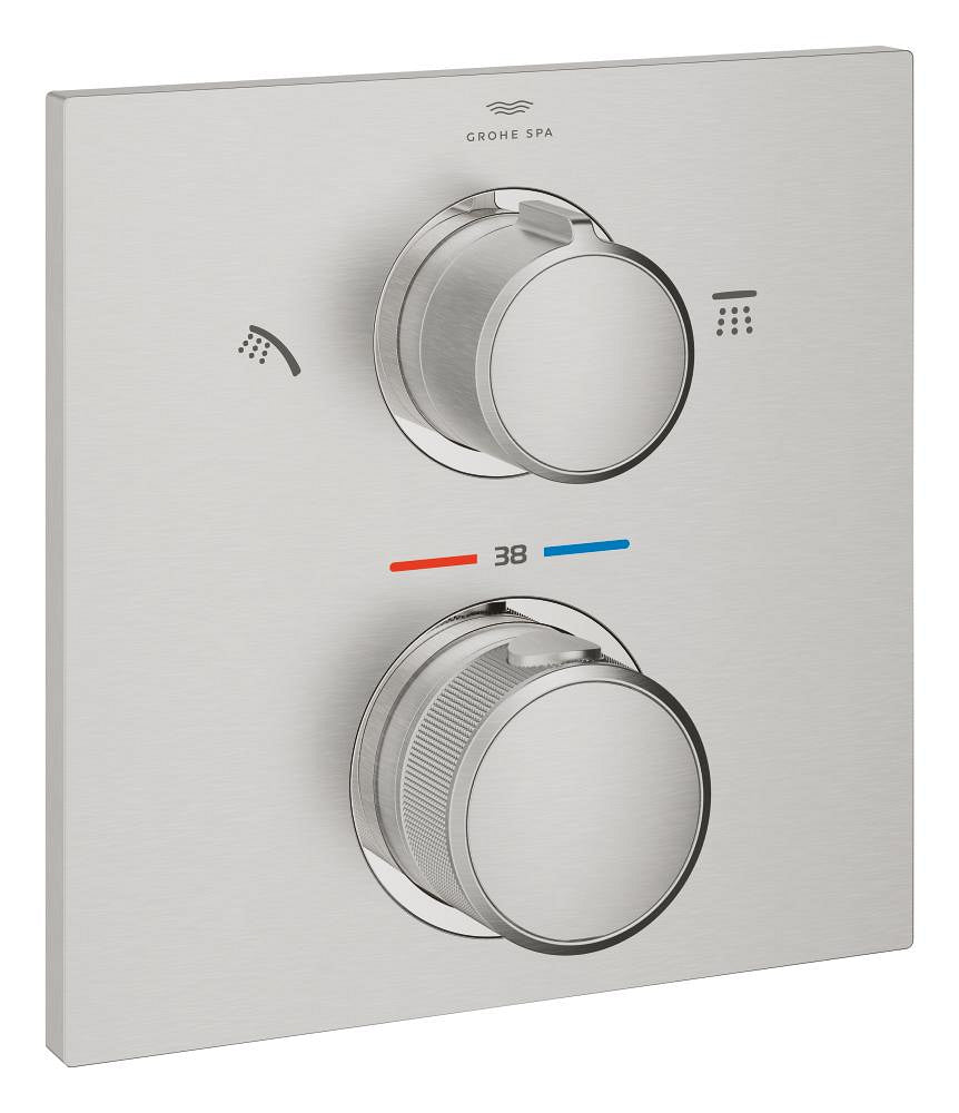 Grohe Allure Termostatik Ankastre Banyo ve Duş Bataryası (Sıva Üstü Grubu), 2 Yollu, Paslanmaz Çelik - 29181DC2