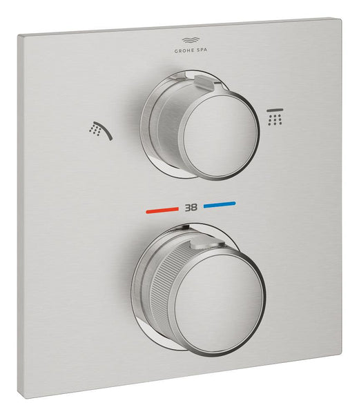 Grohe Allure Termostatik Ankastre Banyo ve Duş Bataryası (Sıva Üstü Grubu), 2 Yollu, Paslanmaz Çelik - 29181DC2