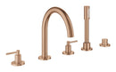 Grohe Atrio 5 Delikli Ankastre Küvet Bataryası (Sıva Üstü Grubu), Fırçalı Bakır - 29407DL0