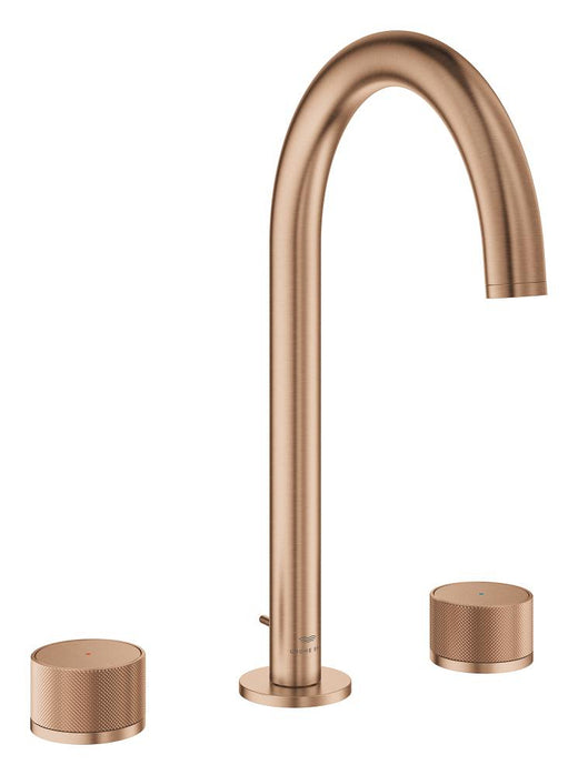 Grohe Atrio Private Collection 3 Delikli Ankastre Lavabo Bataryası, Sifon Kumandalı (L-Boy), Fırçalı Bakır - 20595DL0