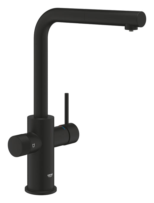 Grohe Blue Pure Minta Arıtma Çıkışlı Spiralli Eviye Bataryası, Hayalet Siyah - 30590KF0