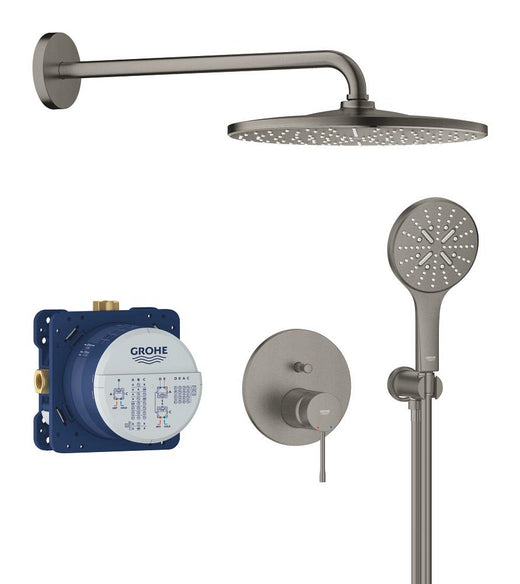 Grohe Essence Ankastre Banyo/Duş Bataryası, Tepe ve El Duşu Seti, Fırçalı Sert Grafit-25287AL0