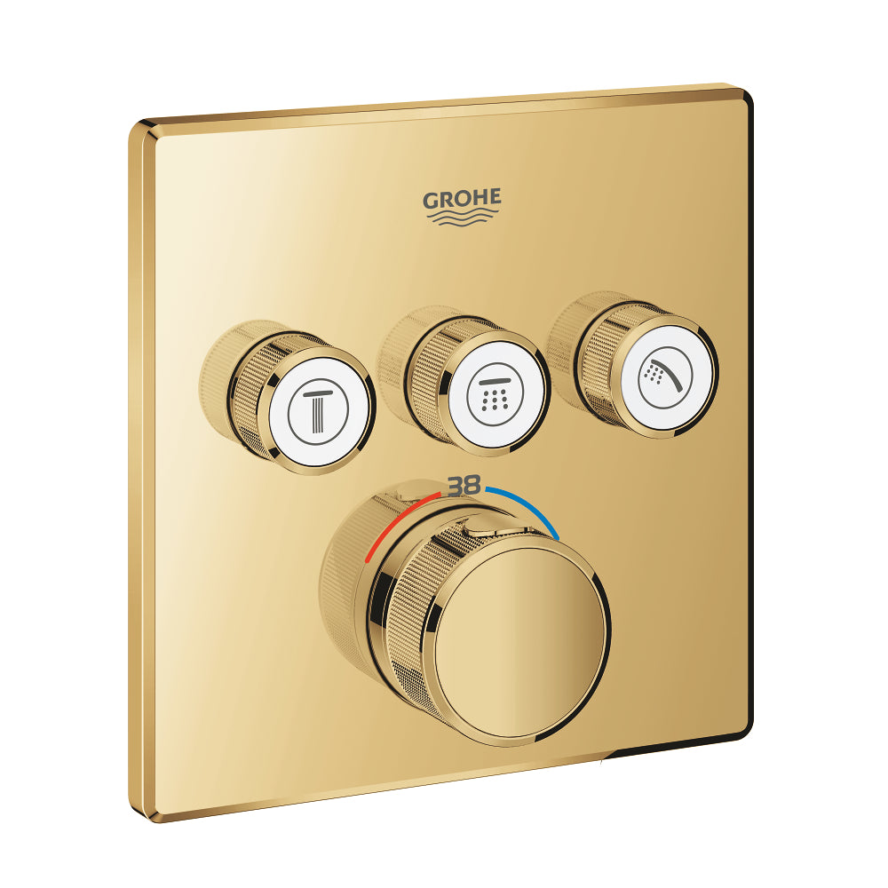 Grohe Grohtherm SmartControl Akış Kontrollü Ankastre Termostatik Banyo Bataryası (3 Yollu, Sıva Üstü Grubu), Altın - 29126GL0