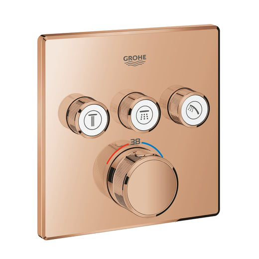 Grohe Grohtherm SmartControl Akış Kontrollü Ankastre Termostatik Banyo Bataryası (3 Yollu, Sıva Üstü Grubu), Bakır - 29126DA0
