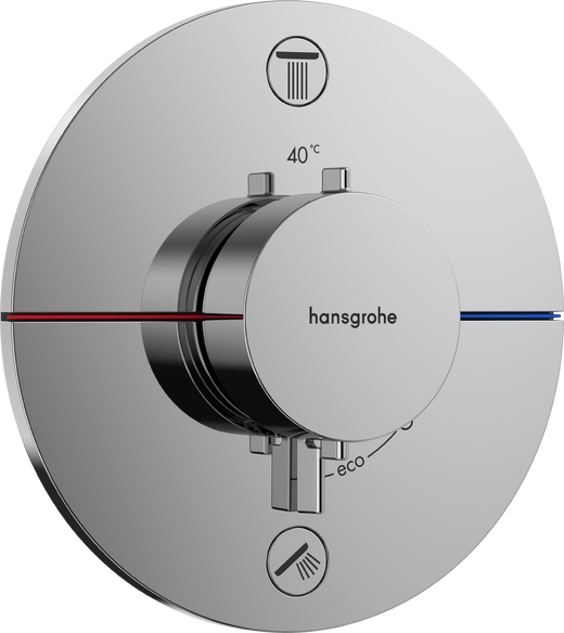 Hansgrohe 2 fonksiyona yönelik ankastre kurulum için RainSelect Comfort S Termostat - 15554000