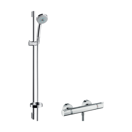 HansGrohe Croma 100 Aplike Duş Sistemi Multi, Ecostat Comfort Termostat Ve 90 Cm Duş Barı İle - 27085000