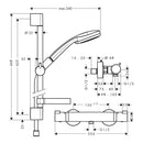 HansGrohe Croma 100 Aplike Duş Sistemi Multi, Ecostat Comfort Termostat Ve 90 Cm Duş Barı İle - 27085000