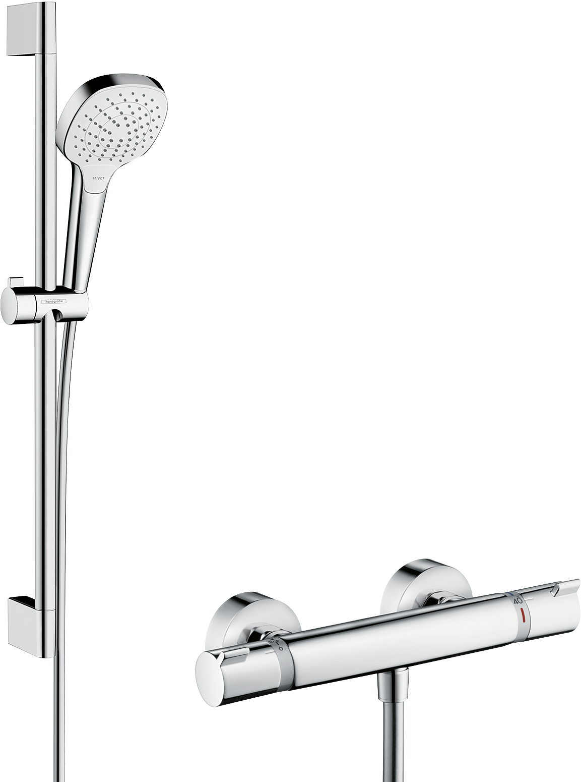 HansGrohe Croma Select E Aplike Duş Sistemi Vario, Ecostat Comfort Termostat Ve 65 Cm Duş Barı İle - 27081400