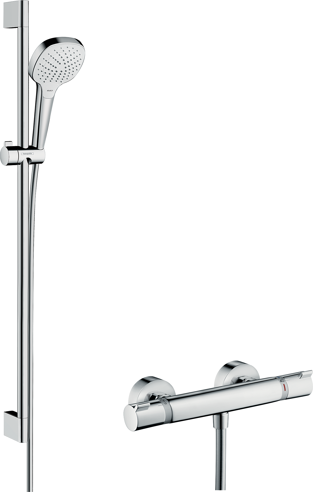 HansGrohe Croma Select E Aplike Duş Sistemi Vario, Ecostat Comfort Termostat Ve 90 Cm Duş Barı İle - 27082400