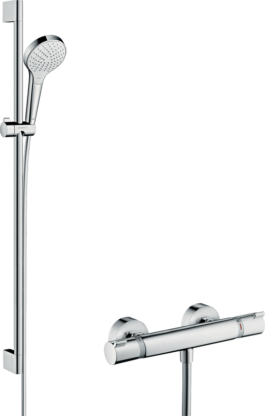 HansGrohe Croma Select S Aplike Duş Sistemi Vario, Ecostat Comfort Termostat Ve 90 Cm Duş Barı İle - 27014400