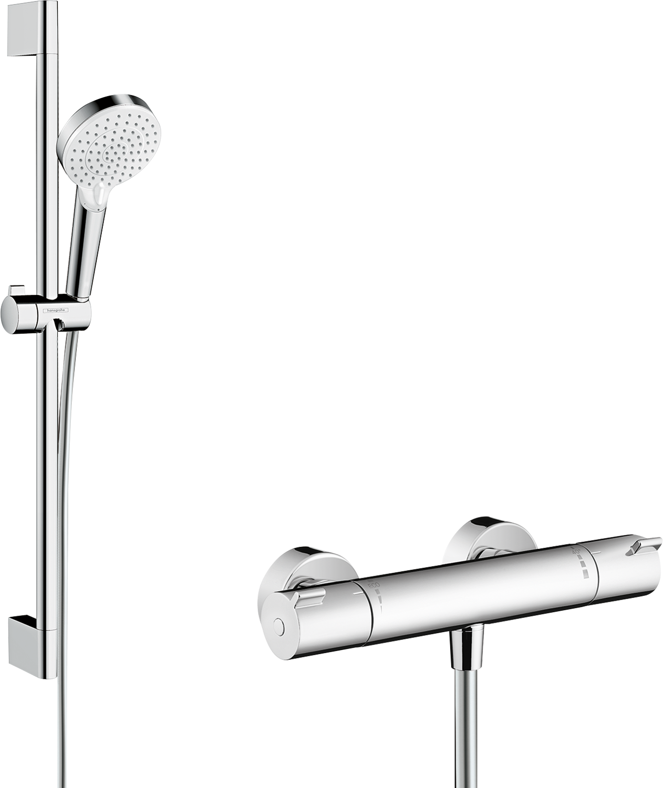 HansGrohe Crometta Aplike Duş Sistemi Vario, Ecostat 1001 Cl Termostat Ve 65 Cm Duş Barı İle - 27812400