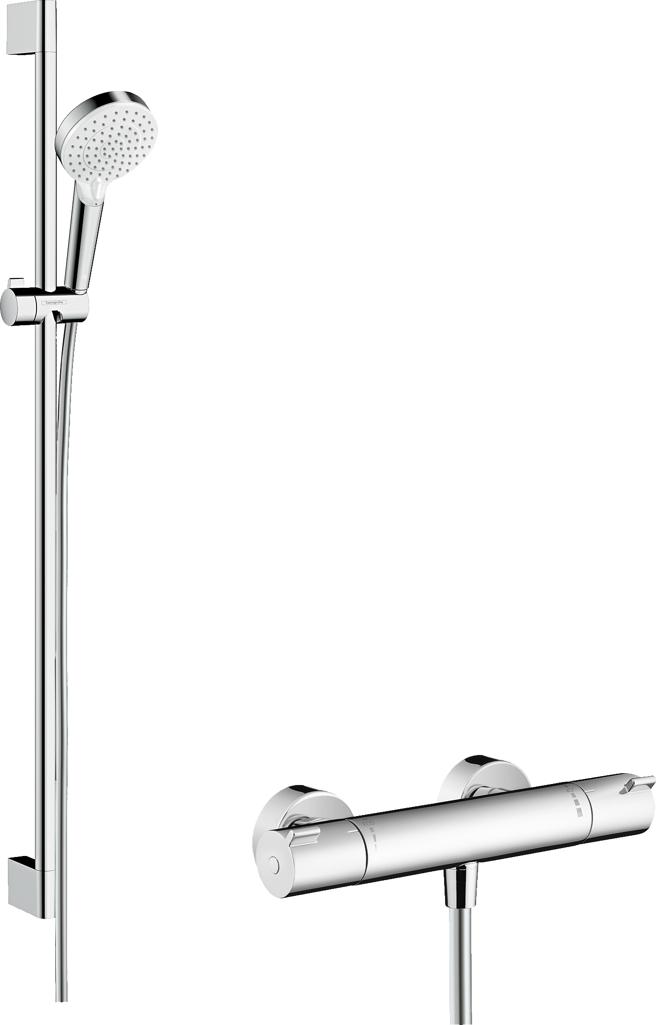 HansGrohe Crometta Aplike Duş Sistemi Vario, Ecostat 1001 Cl Termostat Ve 90 Cm Duş Barı İle - 27813400