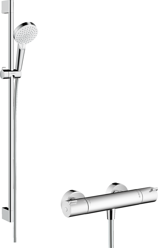 HansGrohe Crometta Aplike Duş Sistemi Vario, Ecostat 1001 Cl Termostat Ve 90 Cm Duş Barı İle - 27813400