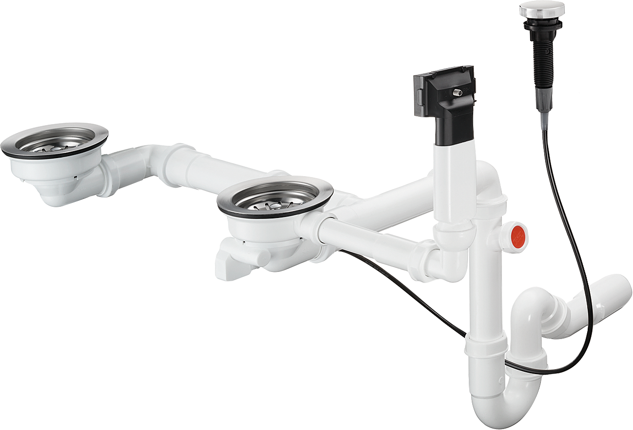 HansGrohe D17 - 11 Otomatik Gider Ve Taşma Seti Çift Hazneli Granit Eviye İçin - 43938000