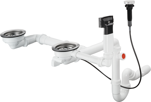 HansGrohe D17 - 11 Otomatik Gider Ve Taşma Seti Çift Hazneli Granit Eviye İçin - 43938000