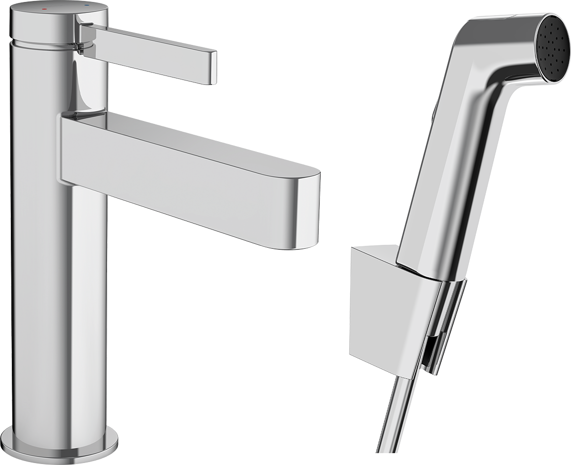 HansGrohe Finoris Tek Kollu Lavabo Bataryası 110, Bidette El Duşu Ve 160 Cm Duş Hortumu İle - 76210000