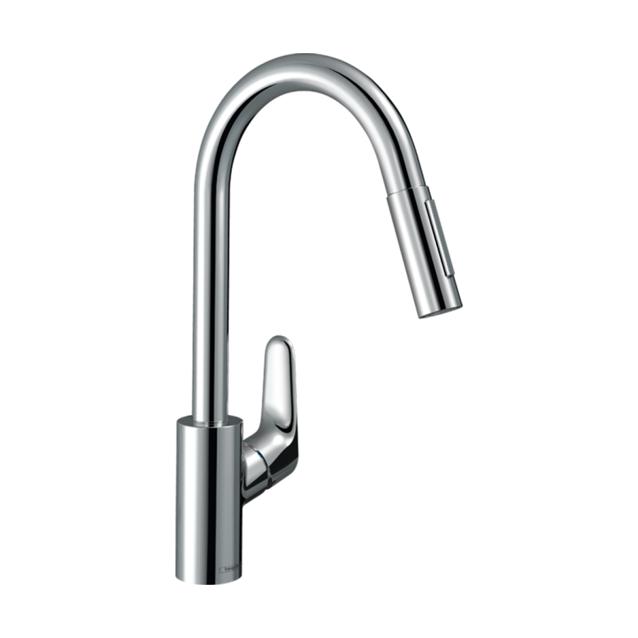 HansGrohe Focus M41 Tek Kollu Eviye Bataryası 240, Eco, Çekilebilir El Duşu, 2Jet, Sbox - 73895000