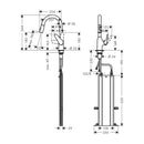 HansGrohe Focus M42 Tek Kollu Eviye Bataryası 180, Çekilebilir El Duşu, 2Jet, Sbox - 71821800