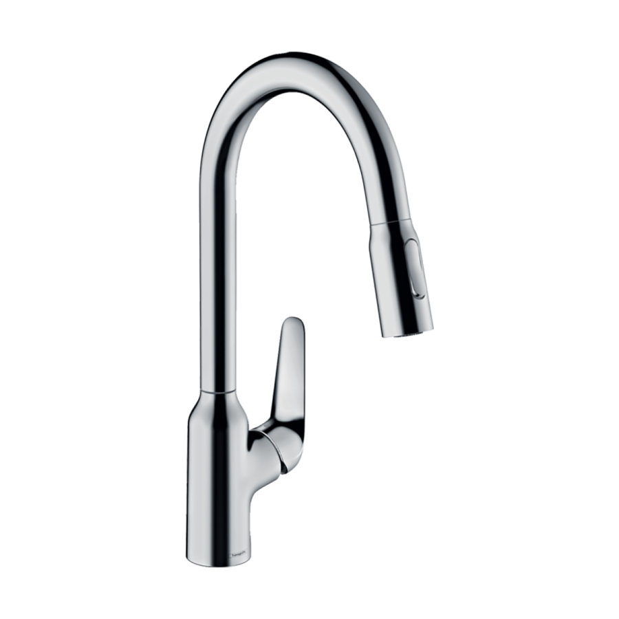 HansGrohe Focus M42 Tek Kollu Eviye Bataryası 220, Çekilebilir El Duşu, 2Jet, Sbox - 71820000