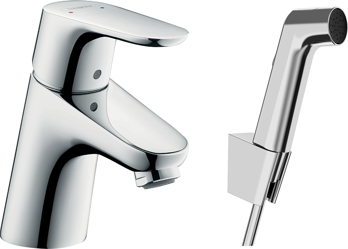 HansGrohe Focus Tek Kollu Lavabo Bataryası 70 Bidette El Duşu Ve 160 Cm Duş Hortumu İle - 31926000