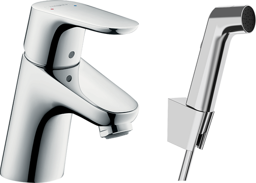HansGrohe Focus Tek Kollu Lavabo Bataryası 70 Bidette El Duşu Ve 160 Cm Duş Hortumu İle - 31926000