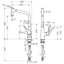 HansGrohe Metris M71 Tek Kollu Eviye Bataryası 320, Çekilebilir El Duşu, 2Jet  - 14820000